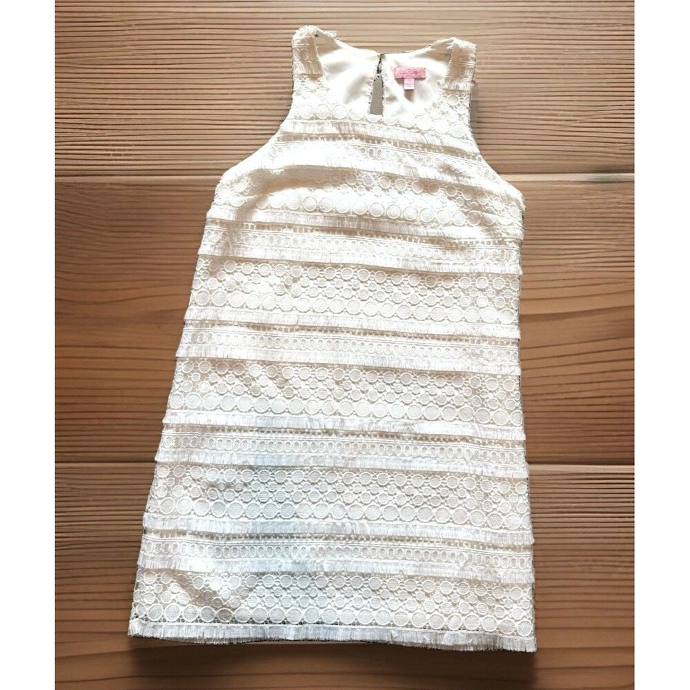 Lilly Pulitzer Size 10 Anette Sleeveless Shift Dress White Lace Womens